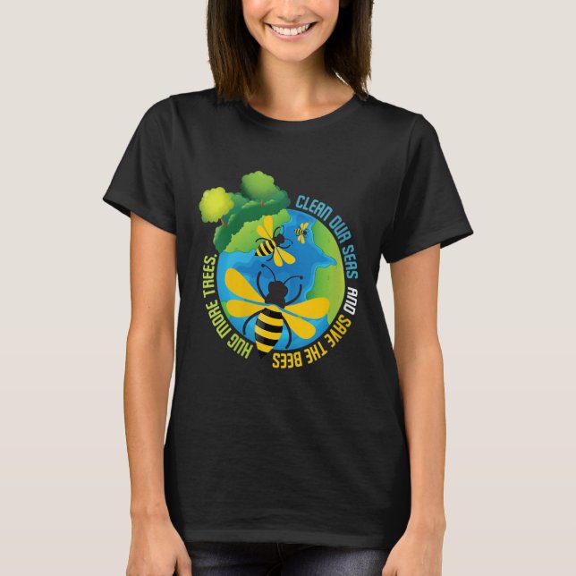 Kvinnors Spara bin - miljöskydd T Shirt (Framsida)