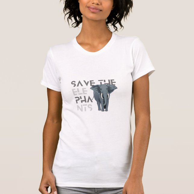 Kvinnors Spara Elephant T Shirt (Framsida)