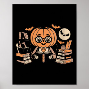 Kvinnors spökliga mån pumpa bibliotekarie läsning  poster