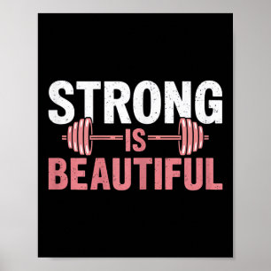 Kvinnors Starkt Är Vackert Gym Fitness Motiverande Poster