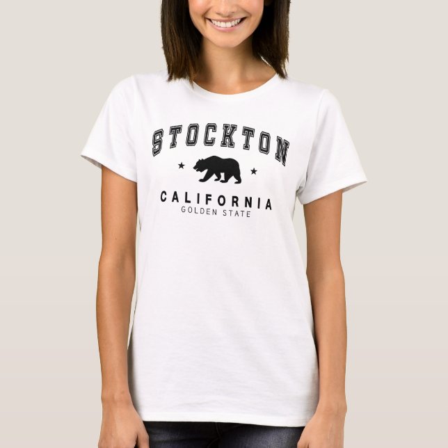 Kvinnors Stockton - Grizzly Bear Design White T Shirt (Framsida)