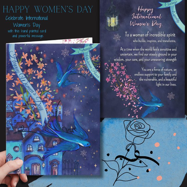 Kvinnors styrka & anda  Internationella kvinnodage Helgkort (Women's Strength & Spirit Women's Day Card)