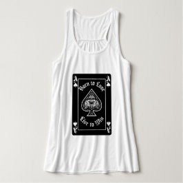 Kvinnors svarta spelkort T-shirt med spader ess Linne Med Racerback