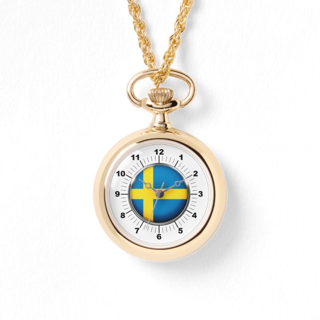 Kvinnors Sverige Flagga Wraparound Guld Watch Armbandsur (Framsida)