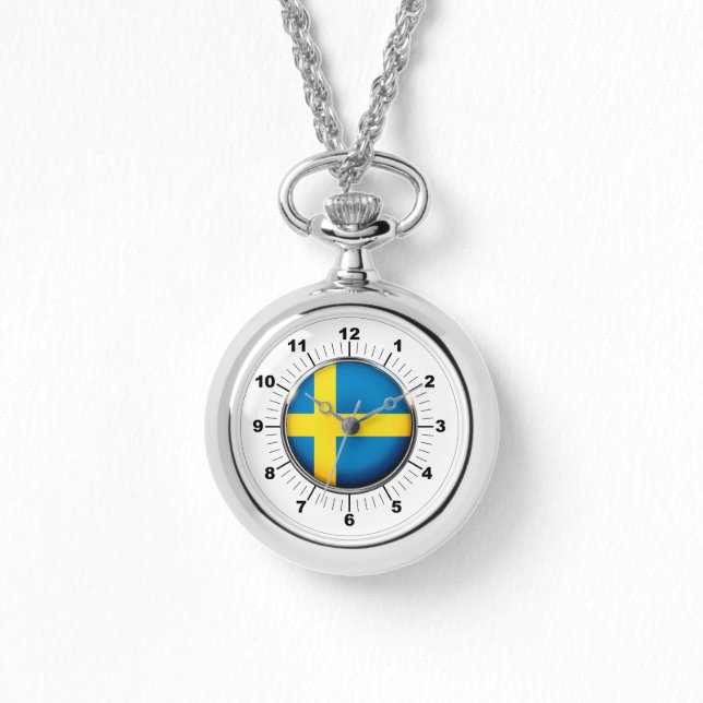 Kvinnors Sverige Flagga Wraparound Silver Watch Armbandsur (Framsida)