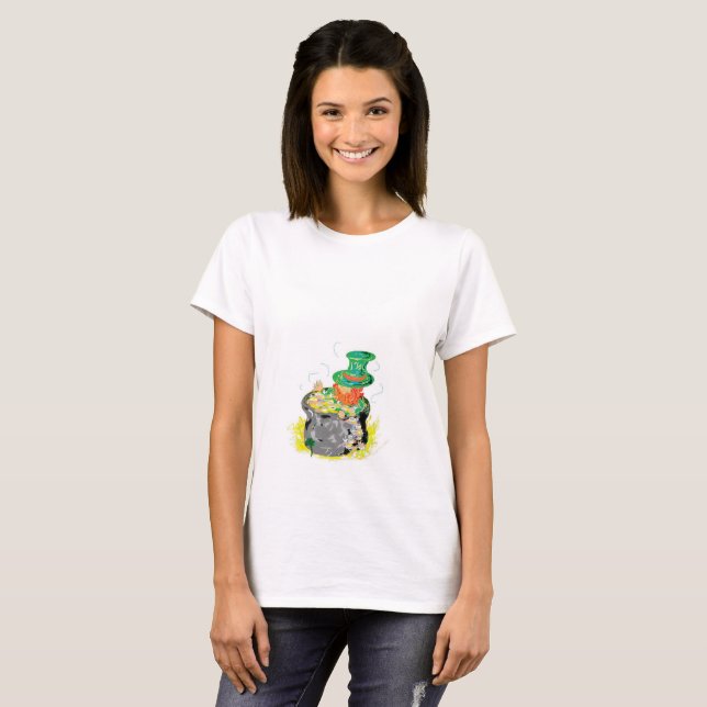 Kvinnors T-Shirt/ Leprechaun T Shirt (Hel framsida)