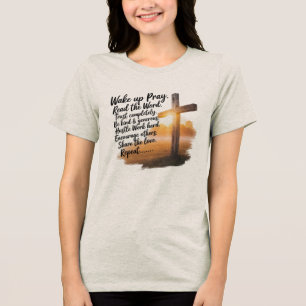 Kvinnors T-Shirt Wake up, Pray, läs Ord...