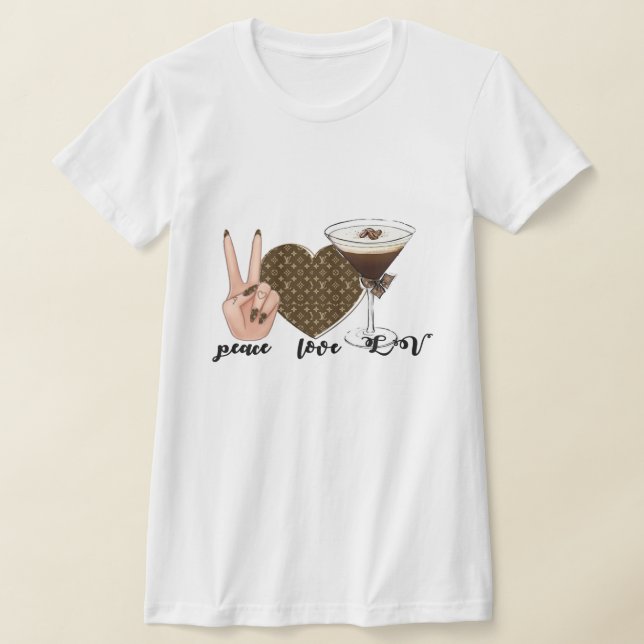 Kvinnors T-Shirts "Peace kärlek LV". (Laydown)