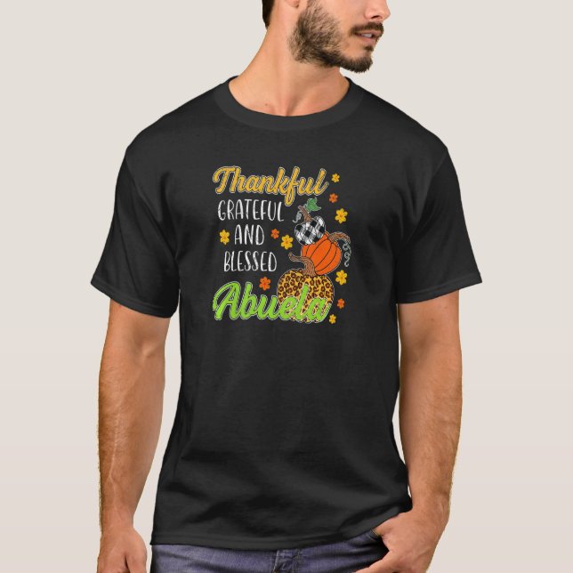 Kvinnors tacksamma lyckosamma höstfall i Abuela T Shirt (Framsida)