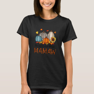 Kvinnors Tacksamma Tacksam Bladad Mamaw Pumpafrukt T Shirt