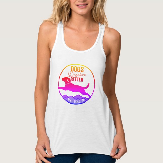 Kvinnors Tank - Regnbågsburen Logotyp Linne Med Racerback (Framsida)