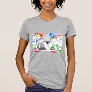Kvinnors teckning färgningsblomskjorta t shirt