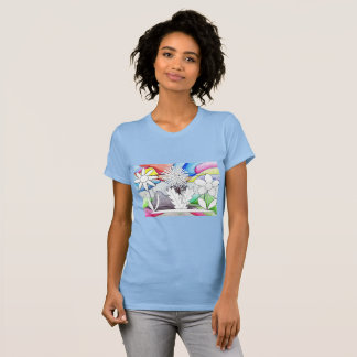 Kvinnors teckning färgningsblomskjorta t shirt