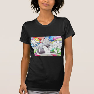 Kvinnors teckning färgningsblomskjorta t shirt