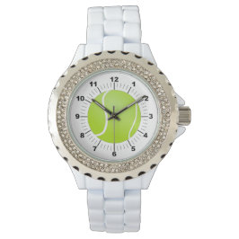 Kvinnors tennis Boll Rhinestone White Enamel Watch Armbandsur