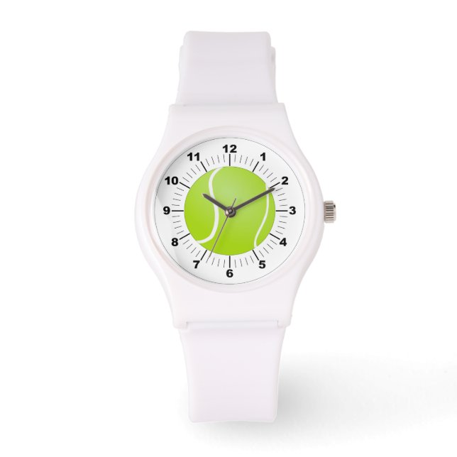 Kvinnors tennis Boll Sporty White Silicon Watch Armbandsur (Framsida)