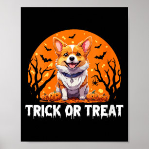 Kvinnors trick eller treat Halloween Hund V-ringad Poster