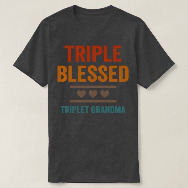 Kvinnors trippelfärgade triplet Grandma Barnbarn F T Shirt (Design framsida)