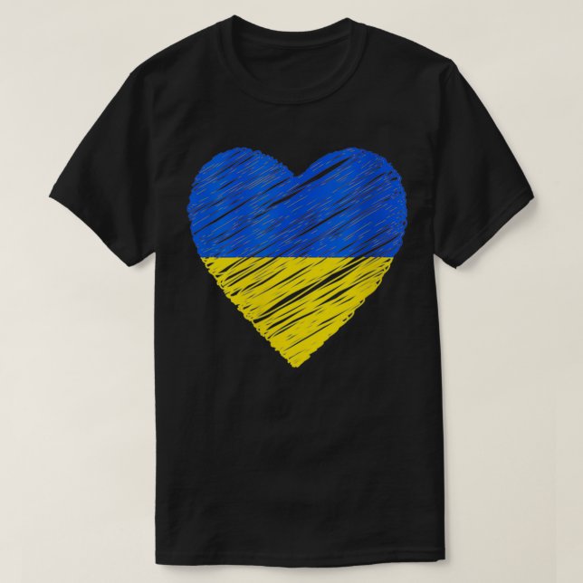 Kvinnors ukrainska Flagga Heart Support Ukraina T Shirt (Design framsida)