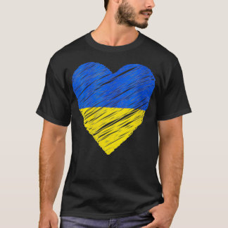 Kvinnors ukrainska Flagga Heart Support Ukraina T Shirt