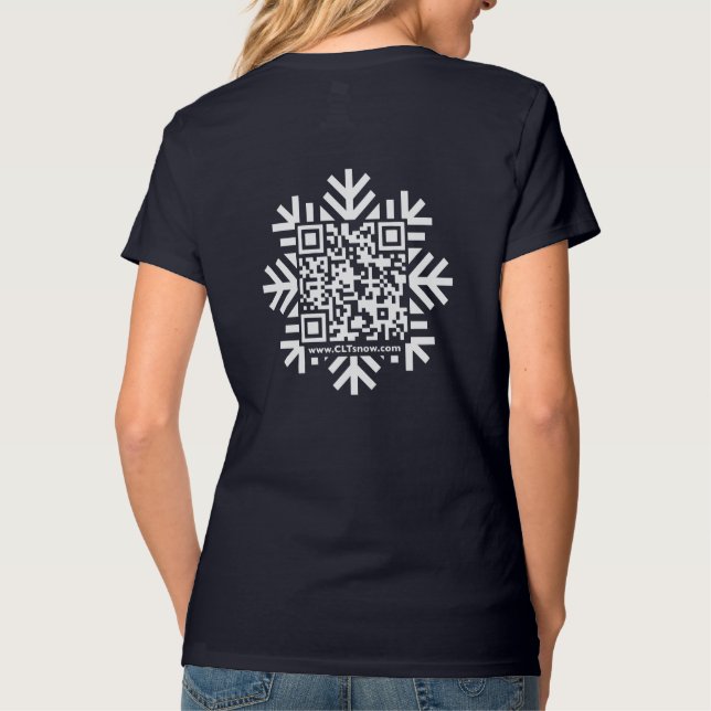 Kvinnors V-Nacke Snowflake T-Shirt (Baksida)