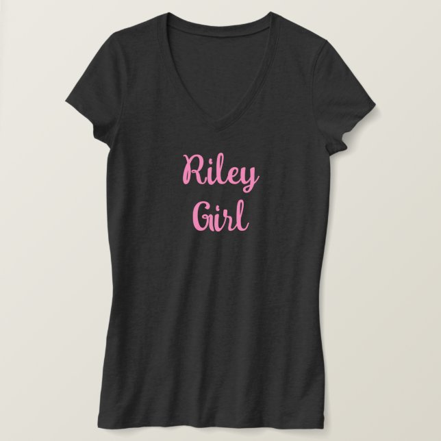 Kvinnors V-Nacke T-Shirt "Riley Girl" (Design framsida)