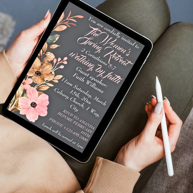 Kvinnors Vår Retreat Wildblommes Rosa Christian Inbjudningar (Skapare uppladdad)