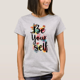 Kvinnors Var Själv Blommig Fjäril Akvarell T Shirt