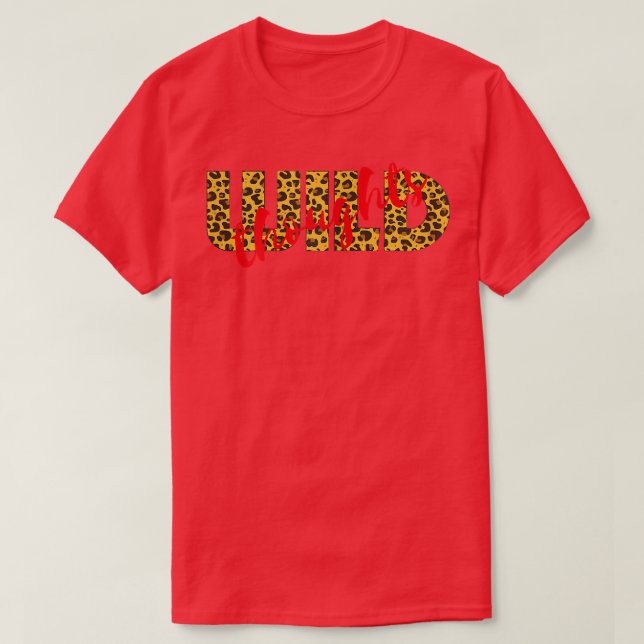 Kvinnors VILD Tankar Leopard Cheetah Print Red T Shirt (Design framsida)