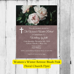 Kvinnors vinterseminarium Blush Rosa Blommig Kyrka Reklamblad