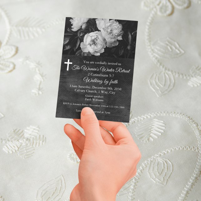 Kvinnors vinterseminarium Vit blomsterkyrka Flygblad (Women's Winter Retreat White Floral Church Flyer)