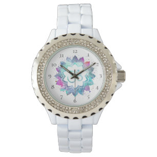 *~* Kvinnors vita om nya åldrar Lotus Mandala Armbandsur