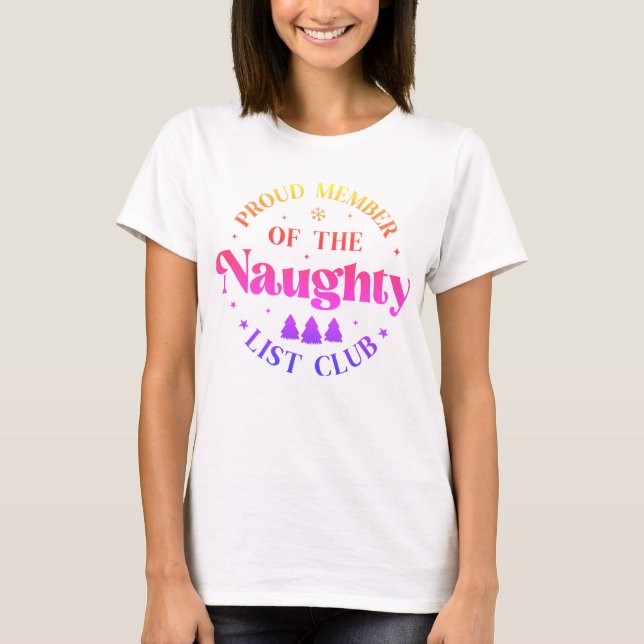 Kvinnors vita T-shirt Jul Naughty List (Framsida)