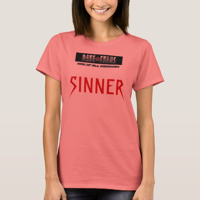 KVINNORS VITE/BLACK RINGER T-SHIRT SINNER (Framsida)