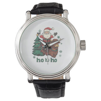 Kvinnors Xmas Träd Belysning Tomte Ridande Highlan Armbandsur