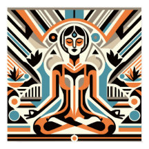 Kvinnors Yoga Meditation Art Deco Workout