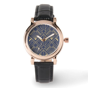 Kvinnoskåp - Art Deco Fläkt Design Lilac/Guld Armbandsur