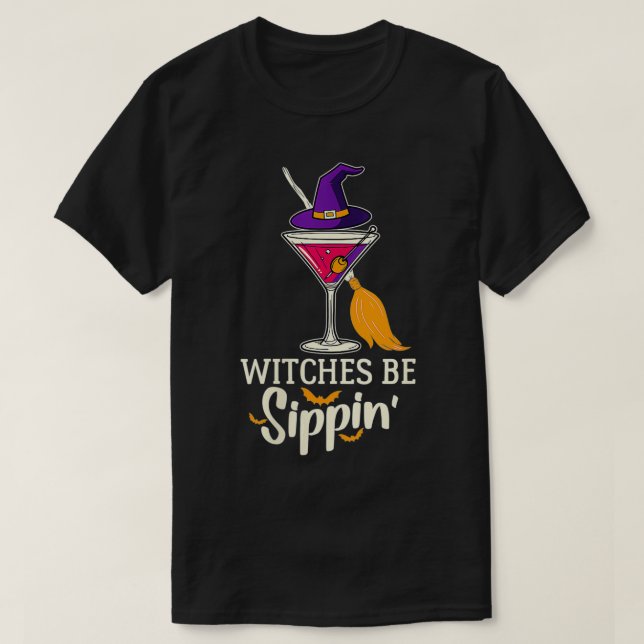 Kvinnoskärmar är sippin-befunna drickande Hallowee T Shirt (Design framsida)