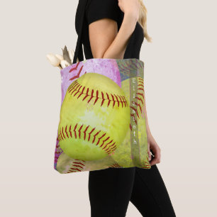 kvinnosoftball-väska med eget namn tygkasse