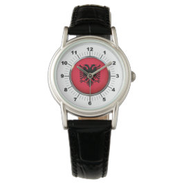 Kvinnour, Flagga Classic Black Leather Watch Armbandsur