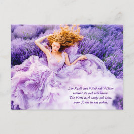 Kvinnovila i blomningsande lavender Gown Helg Vykort