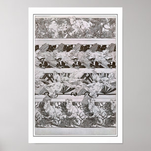 Kvirreler och fåglar i Art nouveau Stil, Mucha Poster