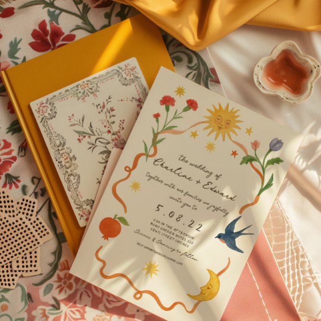 Kvismhandmålad Teckning Bröllop Inbjudningar (Skapare uppladdad)