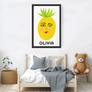 Kvismisk ananas ANPASSNINGSBAR BABY NAMN Art Poster