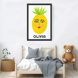 Kvismisk ananas ANPASSNINGSBAR BABY NAMN Art Poster