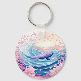 Kvismisk blått och Rosa konst Nyckelring