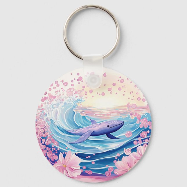 Kvismisk blått och Rosa konst Nyckelring (Framsida)
