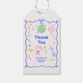 Kvismisk disco Birthday Pastels Colorful Presentetikett