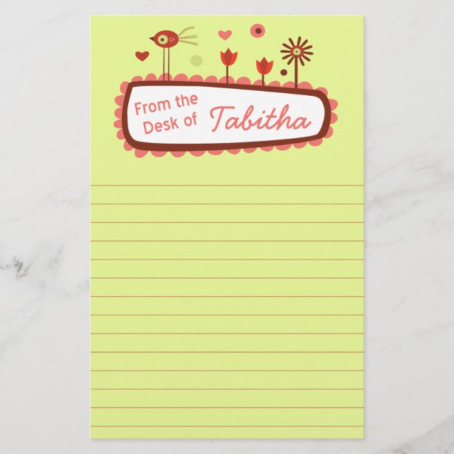 Kvismisk fågellartong brevpapper (Framsida)