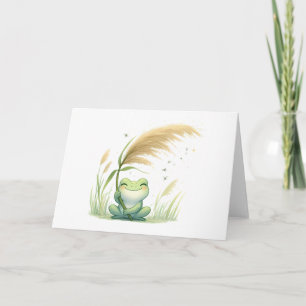 Kvismisk groda med Pampas Grass Blank Hälsning Kort